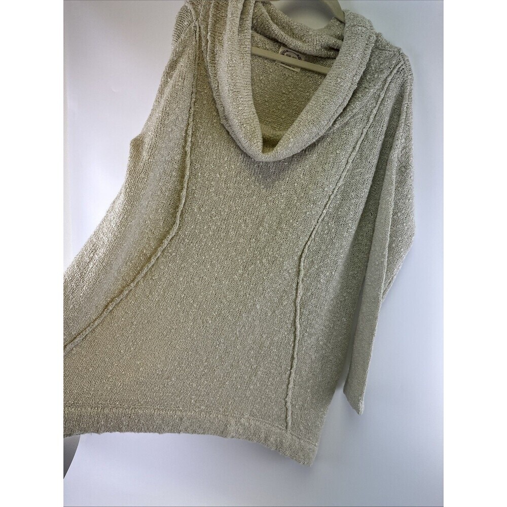 Mia Joy Cowl Neck Sweater Tunic Lightweight Open Knit Pullover Tan Womens Large - Picture 5 of 12